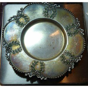 Signed Shiebler Sterling Enamel Small Pin Dish Candle Holder Napoleon Pattern